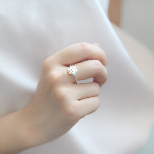 925純銀開口戒指 雪花拉絲素銀戒指 女韓國時尚純銀飾品批發