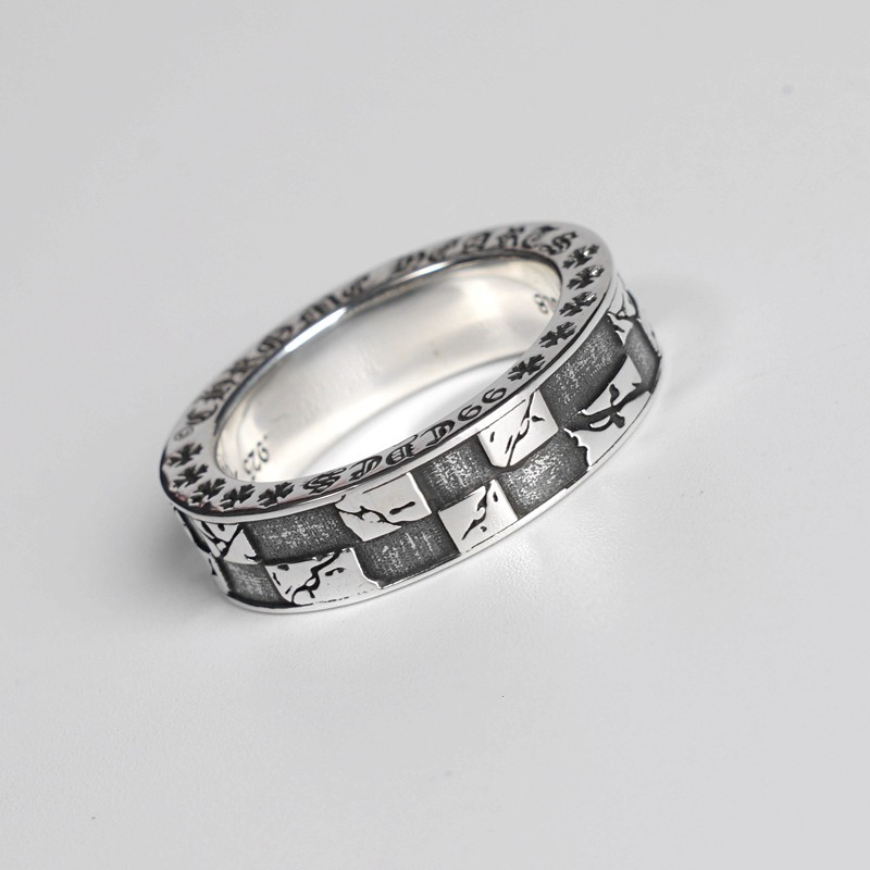 克羅心Chrome Hearts CH 925純銀十字不規則圖形寬面情侶對戒 男女款指環戒指