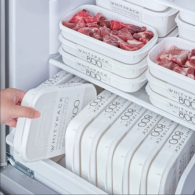 廚房儲物冰箱食物儲存白色容器保鮮盒容器廚房儲物食物密封廚房收納盒
