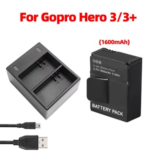 Gopro 3/3+ 黑色白色替換 go pro 1600mah 充電器配件的電池