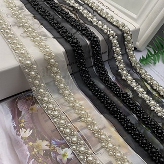 1 碼/包復古手工珍珠珠刺繡蕾絲裝飾絲帶 DIY 材料