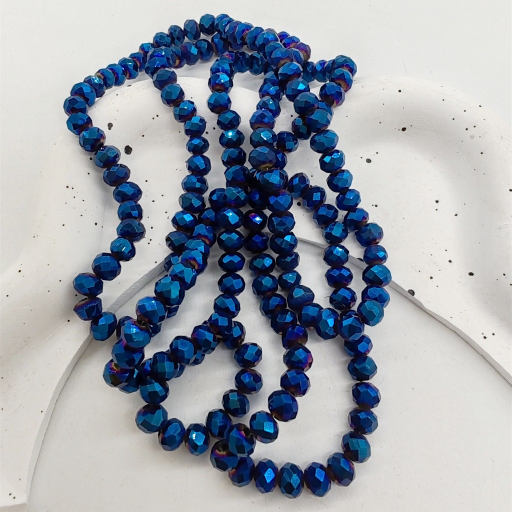 30 件/包鍍藍色水晶玻璃 Rondelle 魅力散珠,用於 DIY 設計約 6 毫米 016