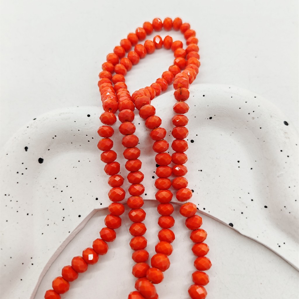 50 件/包仿翡翠橙紅水晶玻璃 Rondelle 魅力散珠,用於 DIY 設計約 6 毫米 018