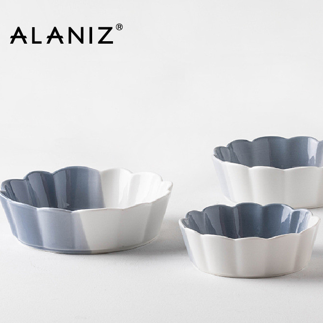 【精美餐具】alaniz南茲挪威花邊烤碗家用陶瓷水果碗高顏值烤箱空氣炸鍋專用碗