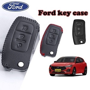 福特真皮鑰匙包福特汽車 3/4 按鈕鑰匙包福特 FIESTA/FOCUS/ECOSPORT 鑰匙包鑰匙扣