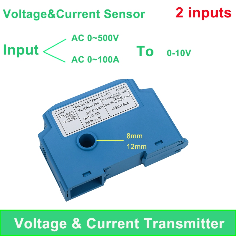 Dc 0-10V 輸出交流電壓變送器 220V 380V 500V 電流互感器孔徑 8mm 傳感器 10A 50A 10