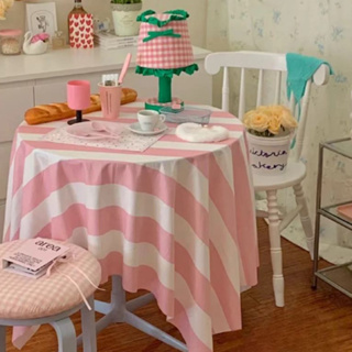 【藍白條紋 | 粉白條紋桌布】餐桌布 | 背景布 | 方桌 | 書桌 | 圓桌 | 家居好物 | 不收邊
