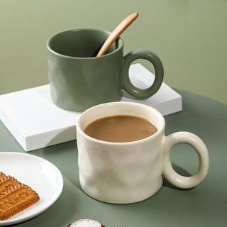 北歐ins風胖胖紋陶瓷馬克杯咖啡杯燕麥牛奶碗大號陶瓷水杯早餐杯