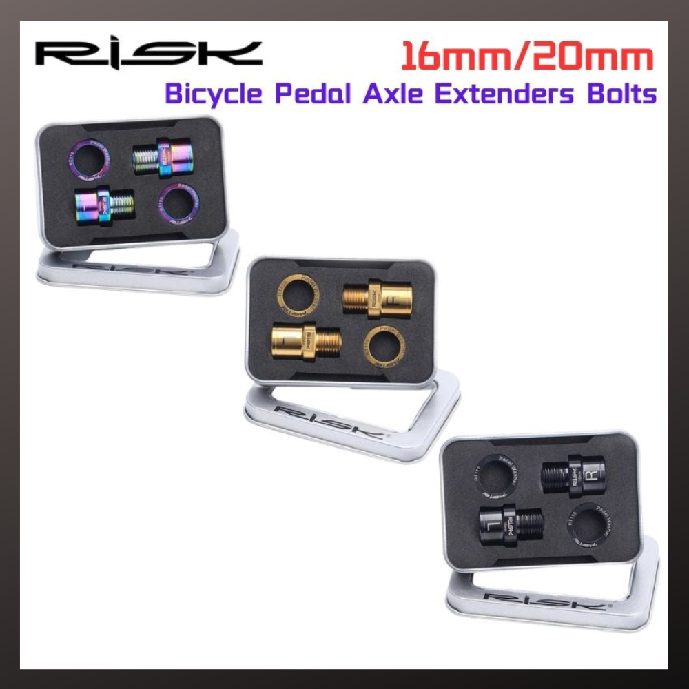 Risk 1 對 16 毫米/20 毫米自行車踏板延長軸延長器墊片 MTB 鈦鈦合金踏板軸螺栓適用於 MTB 公路自行車
