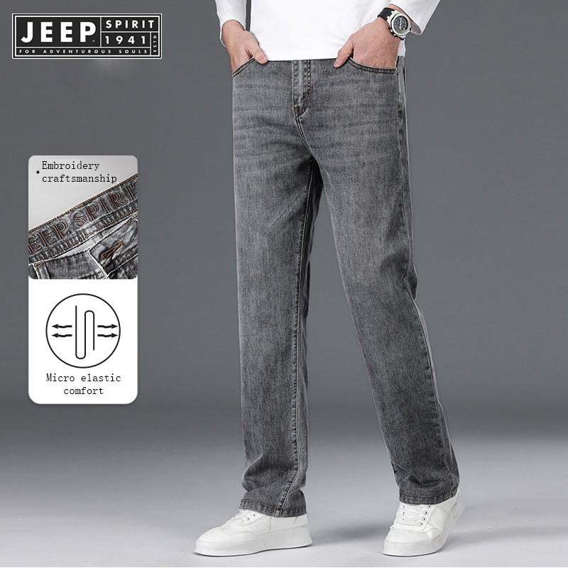 Jeep SPIRIT 1941 ESTD男士休閒長款牛仔褲經典男士純色