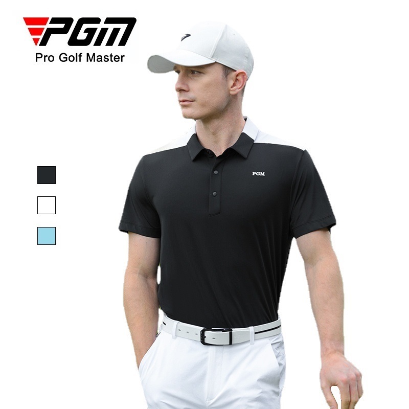 PGM GOLF 高爾夫休閒風格男士短袖馬球領T恤衫透氣孔速乾運動面料設計