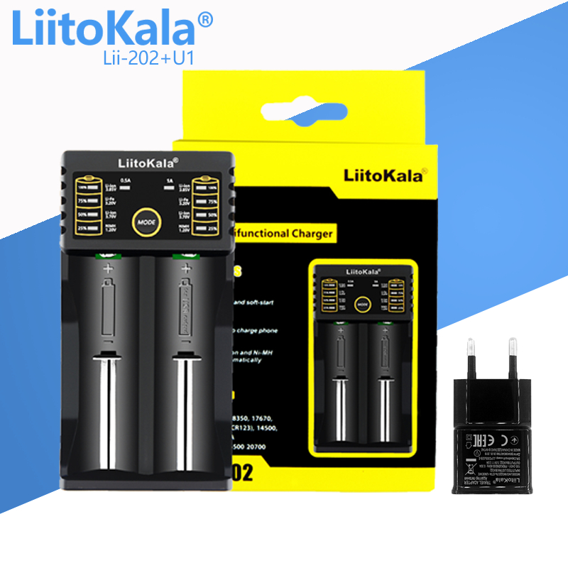 Liitokala Lii-202 18650 充電器 1.2V/3.7V/3.2V/3.85V 21700 20700