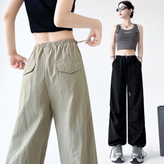 「NZN」 美式工裝褲女2024夏季高腰寬鬆直筒休閒運動褲