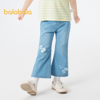 Balabala女童長褲2024新款夏季時尚兒童潮小孩寶寶服裝褲子時尚牛仔褲