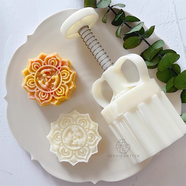 75g月餅手壓模具中國傳統風格兔子圖案餅乾形狀綠豆蛋糕甜點壓花烤盤