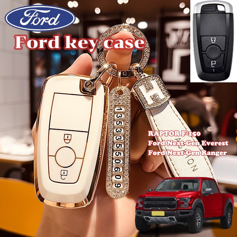福特鑰匙包福特汽車 2 按鈕鑰匙包蝴蝶結掛繩適用於福特 RAPTOR F-150/Ford Next-Gen Evere