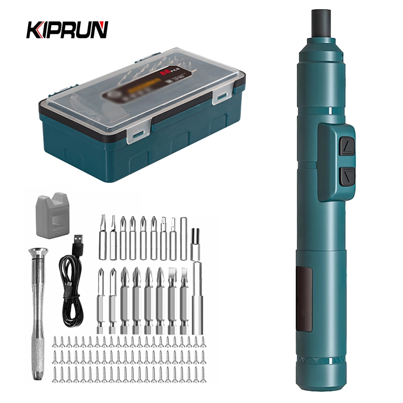 Kiprun 3.6V 迷你電動螺絲刀套裝無繩 USB 充電螺絲刀電鑽維修電動工具帶 1500mah 鋰電池