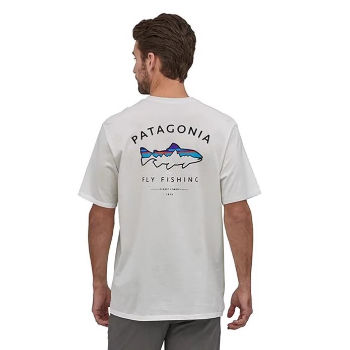 Patagonia巴塔哥尼亞鱒魚沿海印花夏季男女圓領休閒t恤短袖