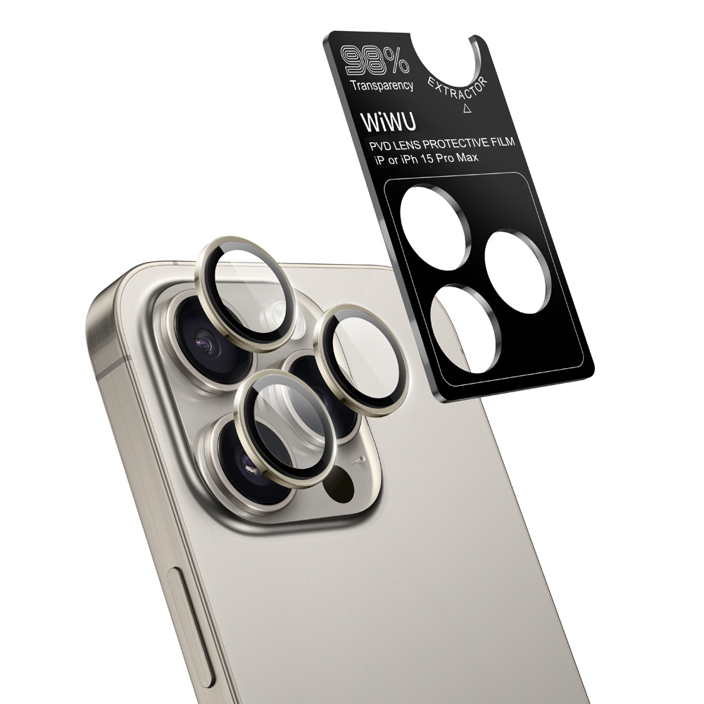 Wiwu PVD 雙色鏡頭保護膜適用於 iPhone 15/15 Plus 15 Pro 15 Pro Max 防水防刮