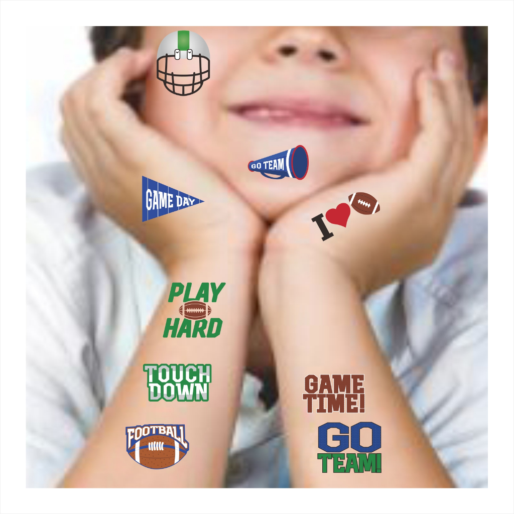 兒童紋身貼紙橄欖球主題臉貼美式足球額頭貼球迷加油道具