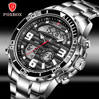 FOXBOX雙顯示男士手錶時尚防水夜光計時碼表數字LIGE男士運動手錶