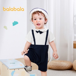 Balabala 嬰兒連身衣夏季時尚 2024 新款嬰兒連身衣套裝男童