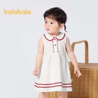 Balabala嬰兒連衣裙女童連衣裙嬰兒公主裙夏季娃娃領簡約可愛時尚可愛