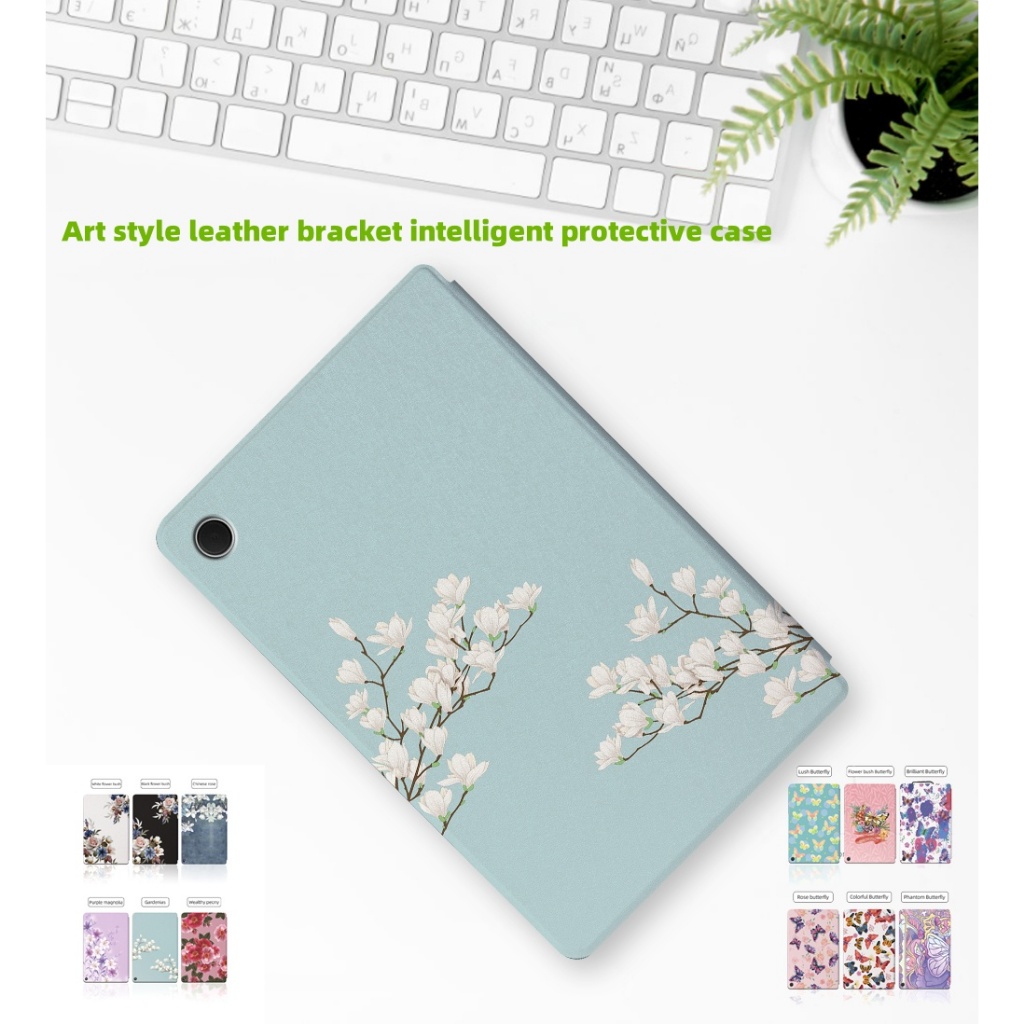 SAMSUNG 蝴蝶花朵圖案折疊皮架保護套適用於三星 Galaxy Tab A A7 A8 S5E S6 Lite P5