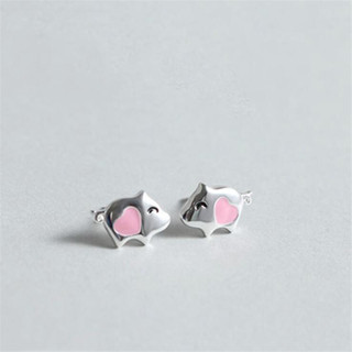 925純銀耳飾 氣質可愛粉色小豬耳環小清新甜美耳環 女款個性小動物耳環飾品 SE035