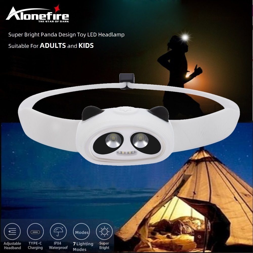 Alonefire HP61 2x XPE MIni LED 頭燈 USB 充電遠足釣魚露營登山旅行兒童小學生頭燈可愛卡