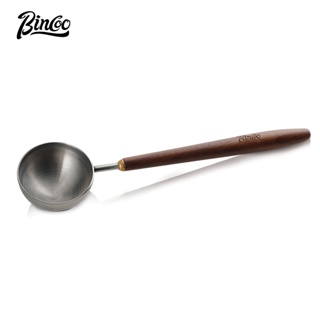 BINCOO 胡桃木柄咖啡勺 長柄咖啡豆量勺 不銹鋼咖啡粉專用勺子