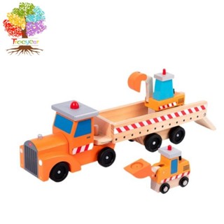 【樹年】男孩車模型早教認知工程車木製套裝挖掘機益智兒童玩具工具禮盒裝