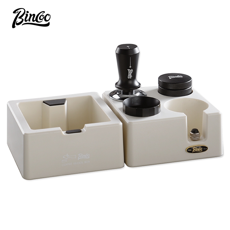 BINCOO 壓粉底座粉渣盒套裝 咖啡布粉器 白色螺紋壓粉錘 意式器具 51/58MM