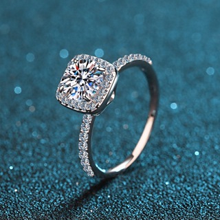 XDY-966C 925純銀女版戒指，0.5克拉/1克拉/2克拉莫桑鑽（含證書），6.5mm/8mm鋯石