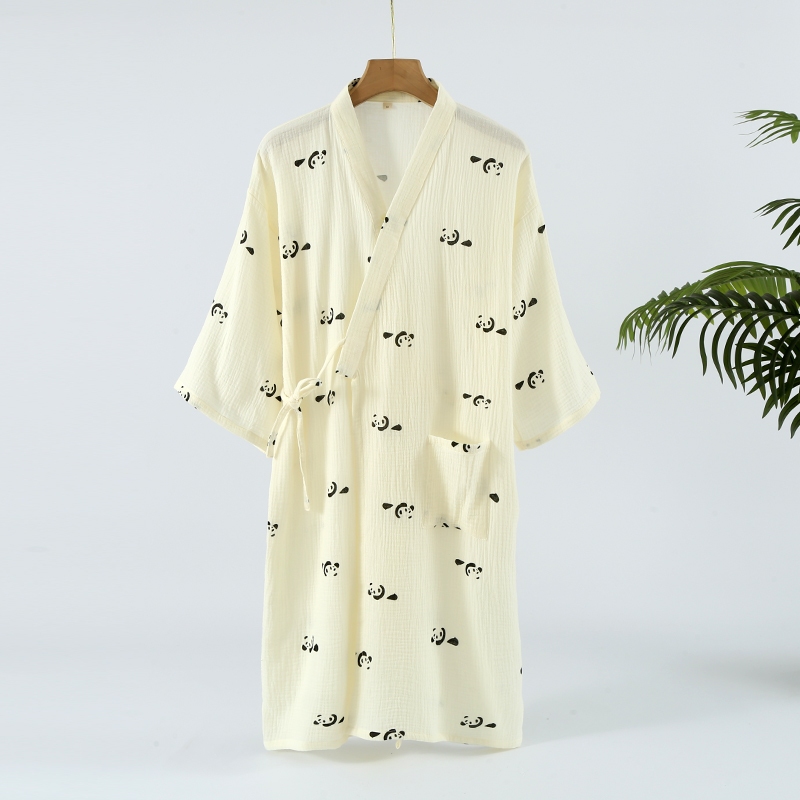 日式睡袍女士 100%純棉和服睡衣汗蒸服 春夏季全棉紗布薄款家居服日系和服浴袍甚平和服