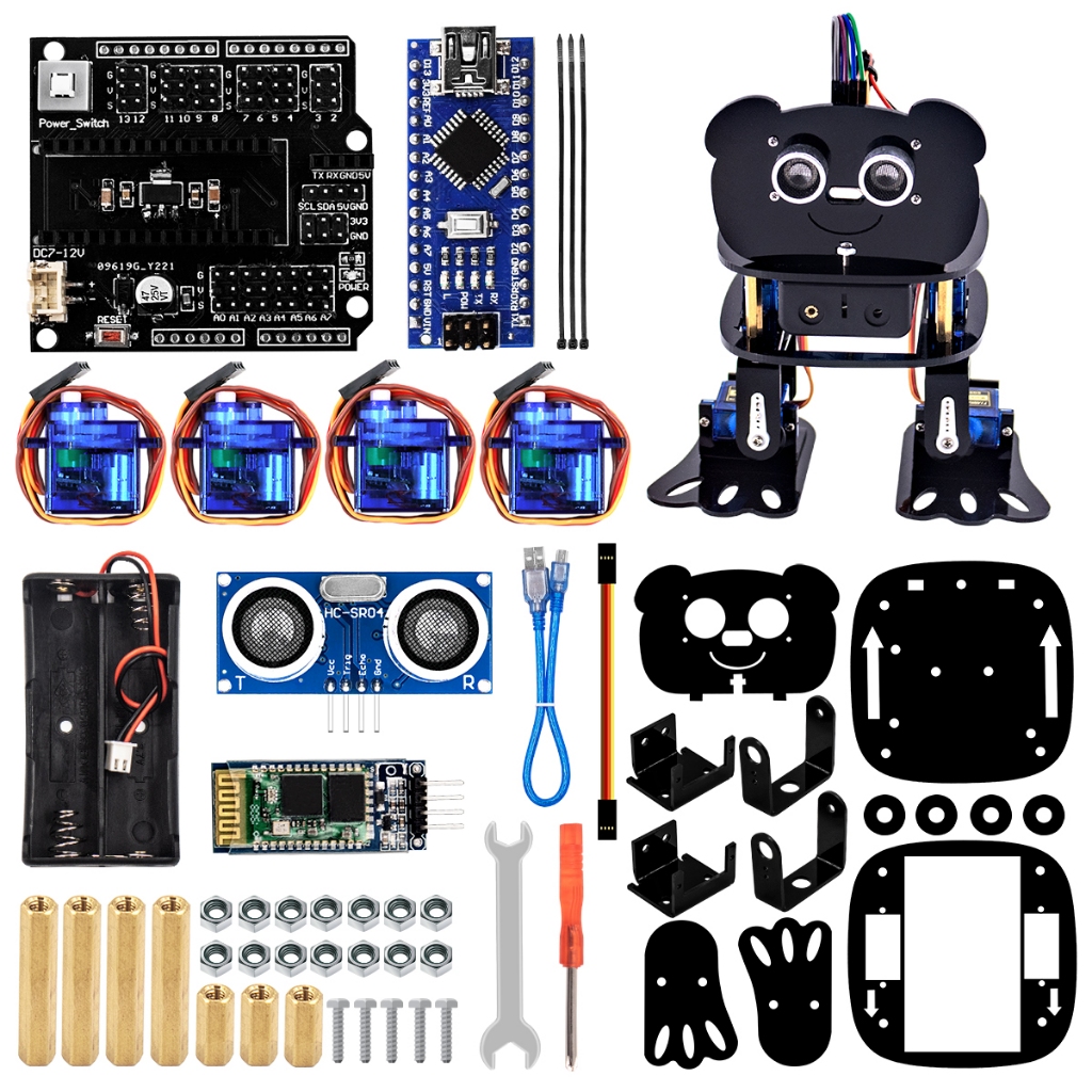 Lafvin DIY 4-DOF 機器人套件熊貓機器人適用於 Arduino Nano 與 CD 教程