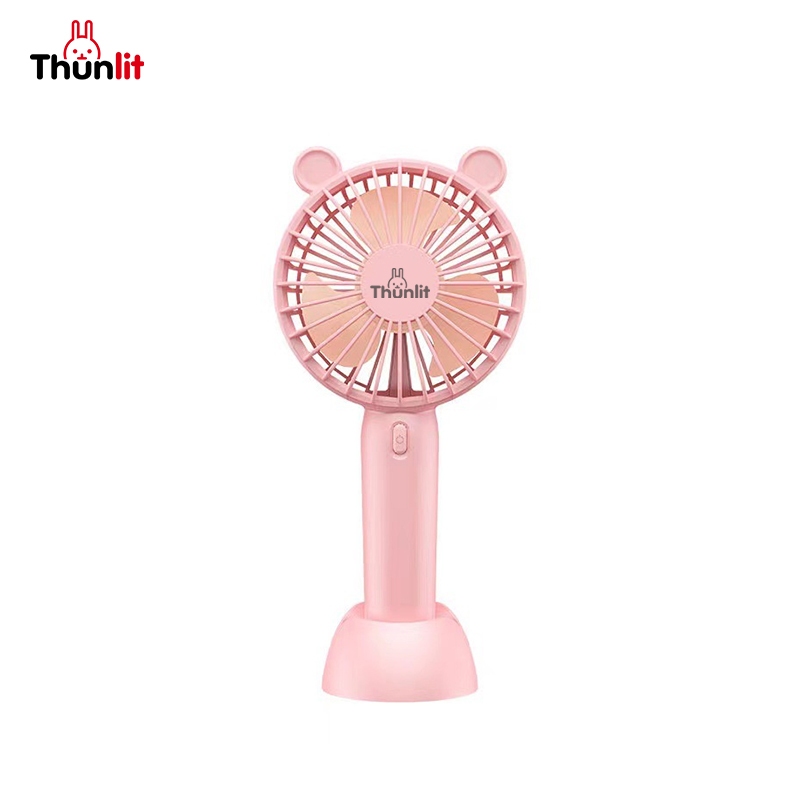 Thunlit 便攜式電風扇 1200mAh 可充電可愛粉色手持風扇帶手機支架