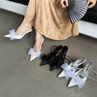 時尚名人風格蕾絲蝴蝶結 7 厘米尖頭高跟鞋(35-39 碼)