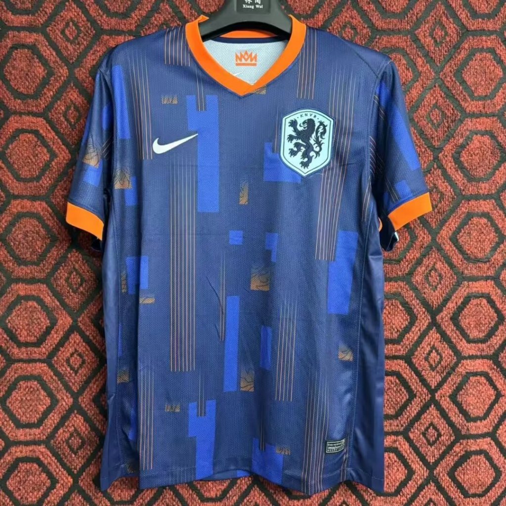2024荷蘭客場球衣冠軍球迷版頂級品質足球短袖戶外運動襯衫男士足球球衣