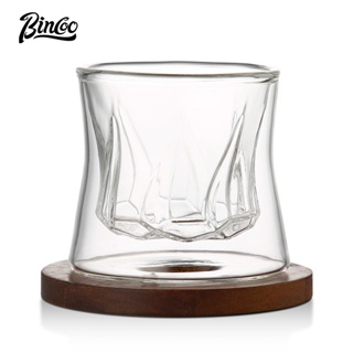 BINCOO 雙層玻璃咖啡杯 拿鐵旋轉冷萃品鑒杯 水杯 高顏值 禮盒裝 200ML