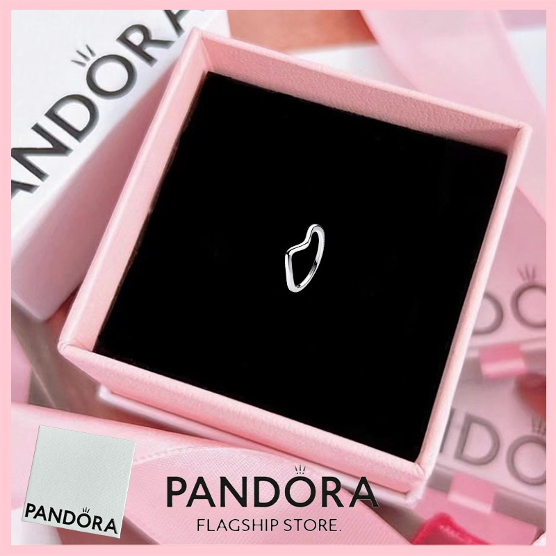 [免稅] Pandora 珠寶 100% 正品 S925 純銀戒指帶盒承諾 193095C00 拋光波環