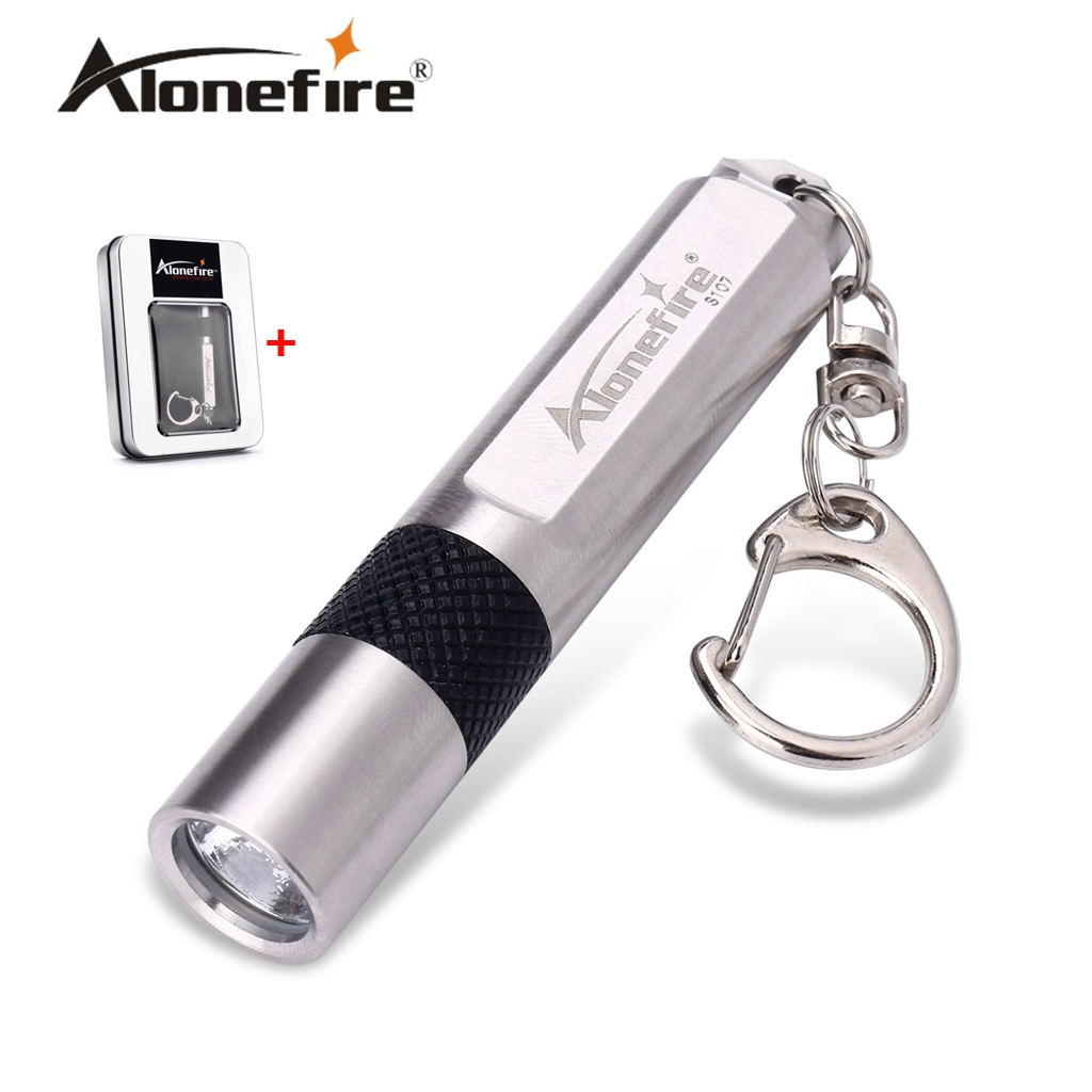 Alonefire  S107 3 模式迷你 LED 手電筒防水鑰匙扣燈不鏽鋼