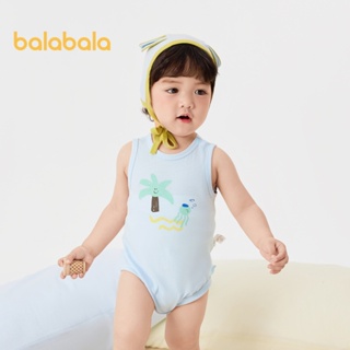 Balabala 新生兒衣服連體衣三角襯衫 2024 新款兩件套棉夏季清新可愛