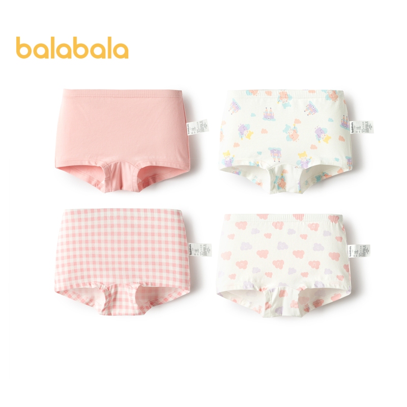Balabala 女童內衣棉質平角短褲兒童學步嬰兒彈力舒適親膚甜美四件裝