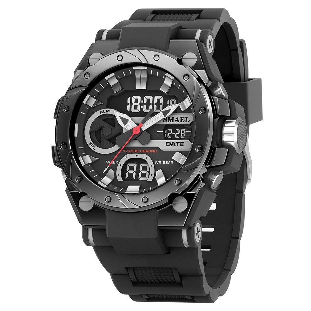 SMAEL2024新款合金炫彩漸變男士手錶電子 運動手錶夜光防水手錶