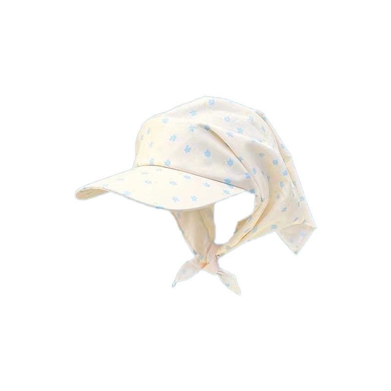木瓜製品MG STUDIO/花朵頭巾綁帶鴨舌帽遮陽防嗮空頂帽