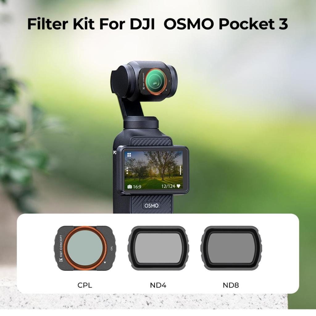 K&amp;f Concept CPL+ND(2+4 檔)濾鏡適用於 DJI Osmo Pocket 3,磁性 CPL+ND4+