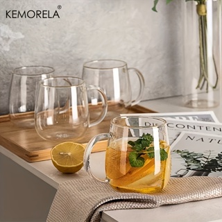 KEMORELA 6pc 320ml/10.8oz 耐高溫玻璃杯創意透明杯高硼矽玻璃冷飲奶茶果汁咖啡杯