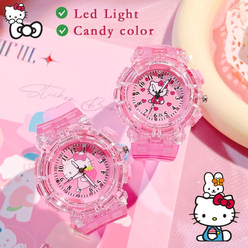 兒童手錶卡通手錶貓圖案 LED 燈兒童手錶男孩女孩學生數字手錶彩色手錶