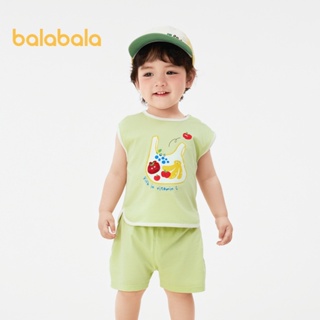 Balabala嬰兒短袖套裝夏季嬰兒衣服兩件套2024新款寬鬆純棉可愛可愛